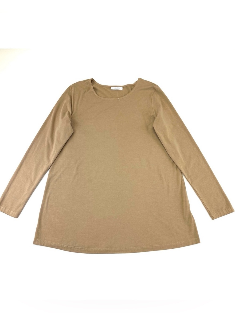 Bryn Walker bamboo cotton top Womens Large long sleeve solid beige Lagenlook